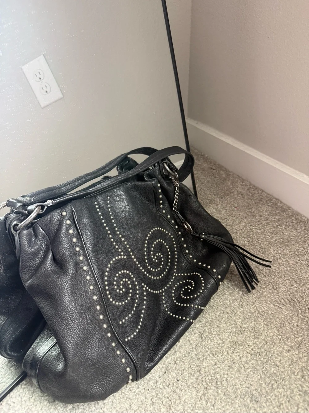 Brighton Studded Leather Hobo Shoulder Bag